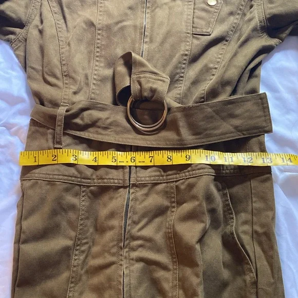 Madewell Olive Green 3/4 Sleeve Belted Jumpsuit coveralls size xs - Picture 11 of 13